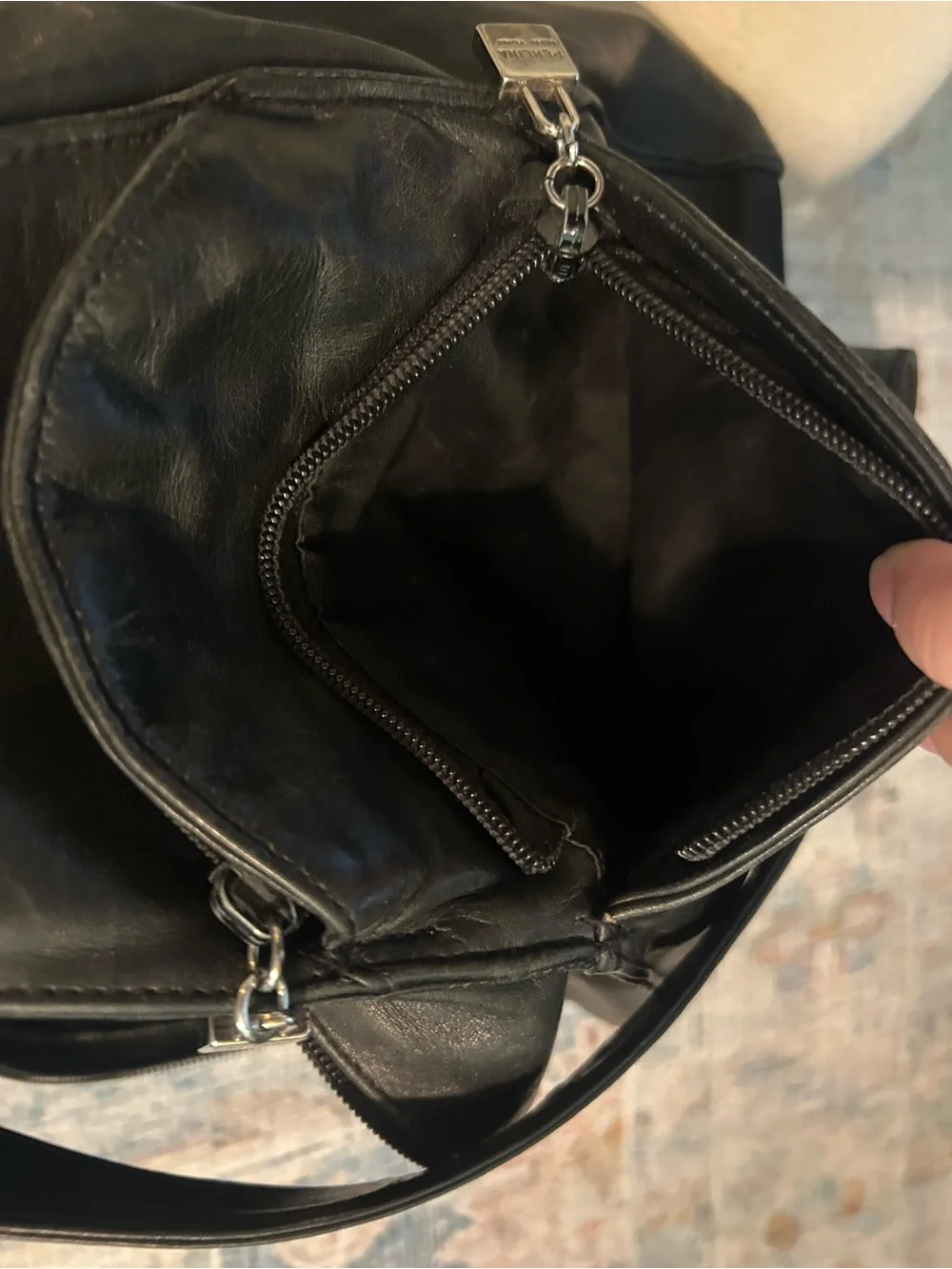 Gorgeous Perlina Black Leather Sling Backpack